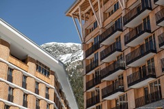 Facade with snowy background