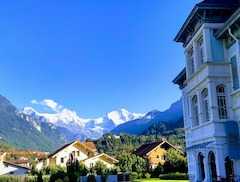 Direct views of the snowcapped Eiger, Mönch & Jungfrau mountains are included at the Adventure Hostel Interlaken