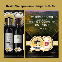Vesztergombi Merlot und Bodzás Merlot mit dem Preissiegel "Bester Weinproduzent Ungarns 2025" Berliner Wein Trophy
